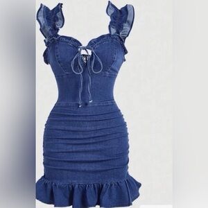 Elegant Blue Denim Dress